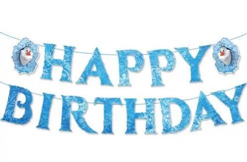 Blauwe FROZEN HAPPY BITHDAY Slinger, NIEUW! VERJAARDAG!, Verzenden, Nieuw, Versiering, Verjaardag