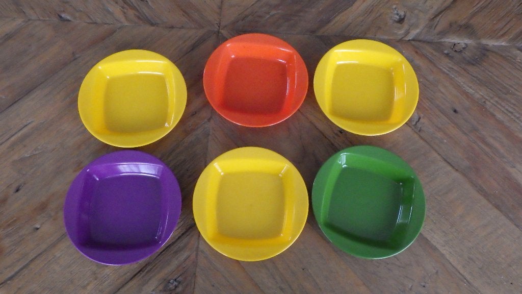 kleurrijke vintage schaaltjes van kunststof, Ophalen of Verzenden, Overige typen