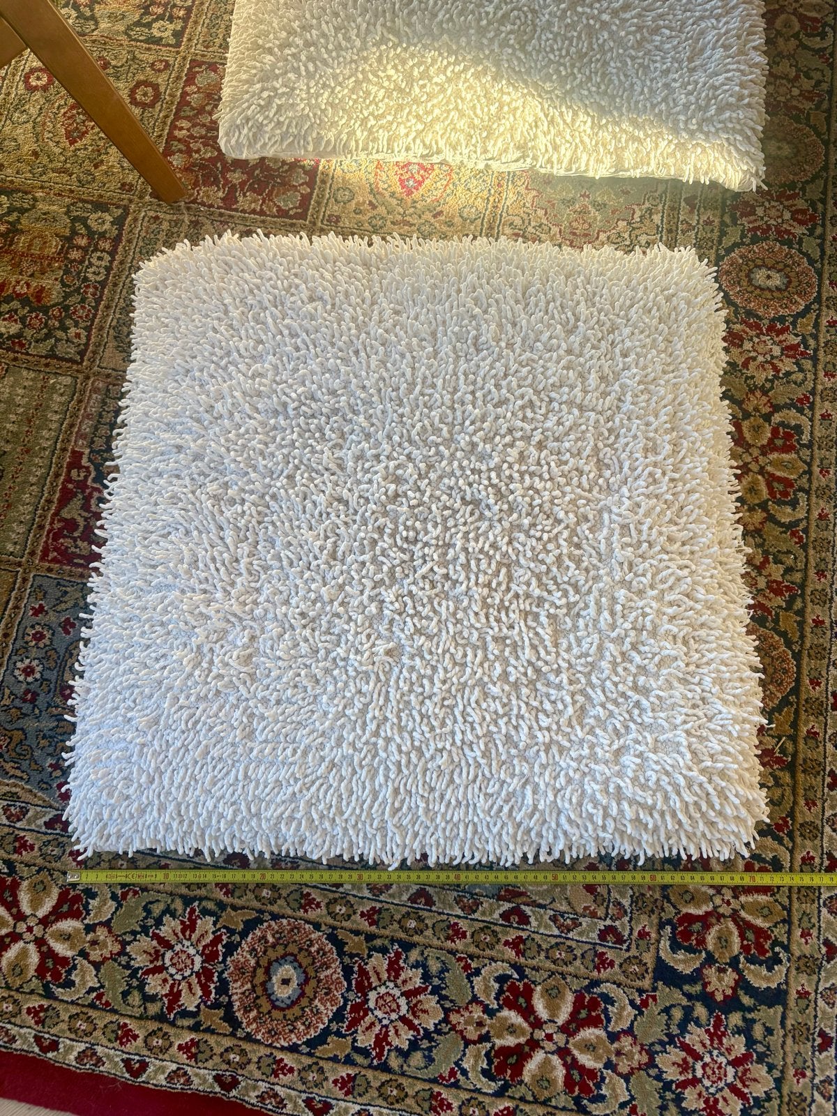Set van 2 witte shaggy kussens, 70x70 cm, Ophalen, Overige merken, Gebruikt, Wit