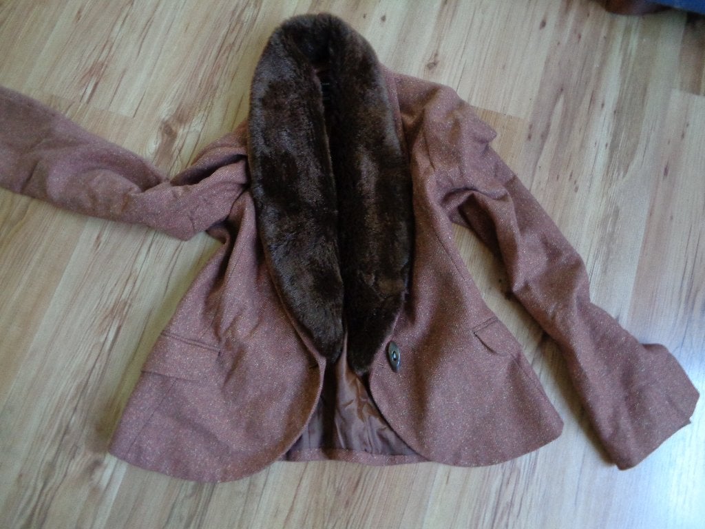 Dames Jas met Bontkraag Mt 38, Ophalen of Verzenden, Zo goed als nieuw, Maat 38/40 (M), Bruin