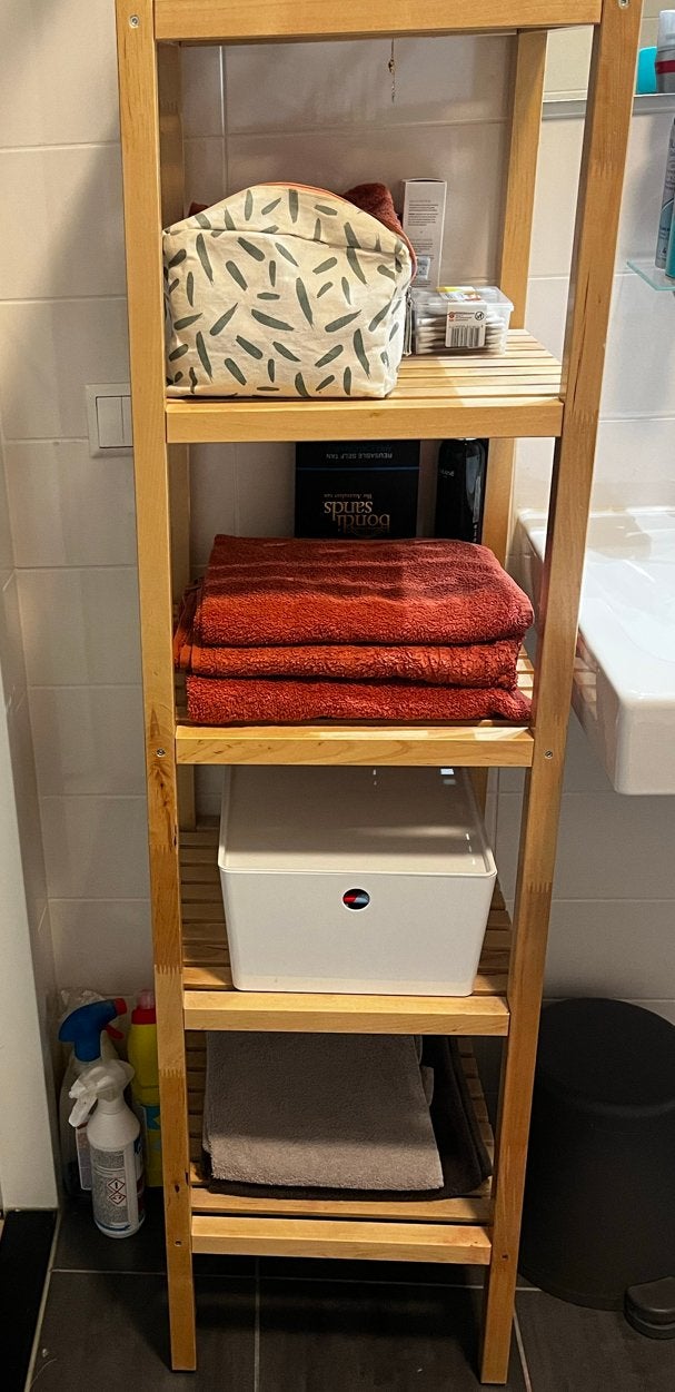 Ikea Molger badkamerrek - Houten opbergrek, Ophalen, Minder dan 50 cm, Gebruikt, 100 tot 150 cm