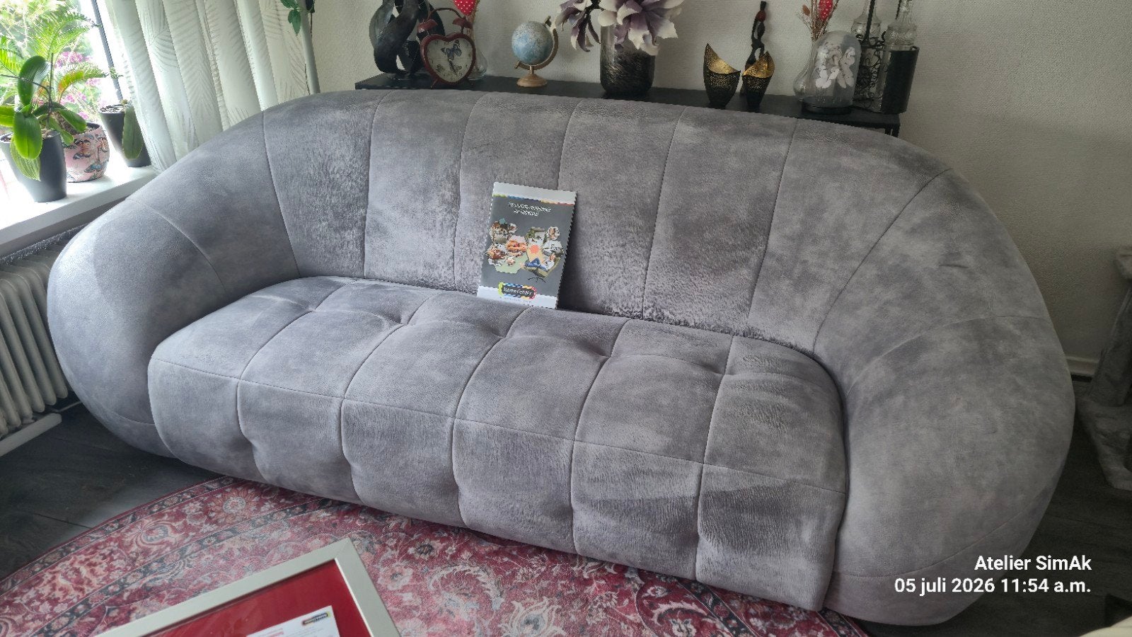 2,5 zits bank, Grijs Velours, Huis en Inrichting, Ophalen, Retro / vintage, Tweepersoons, 75 tot 100 cm
