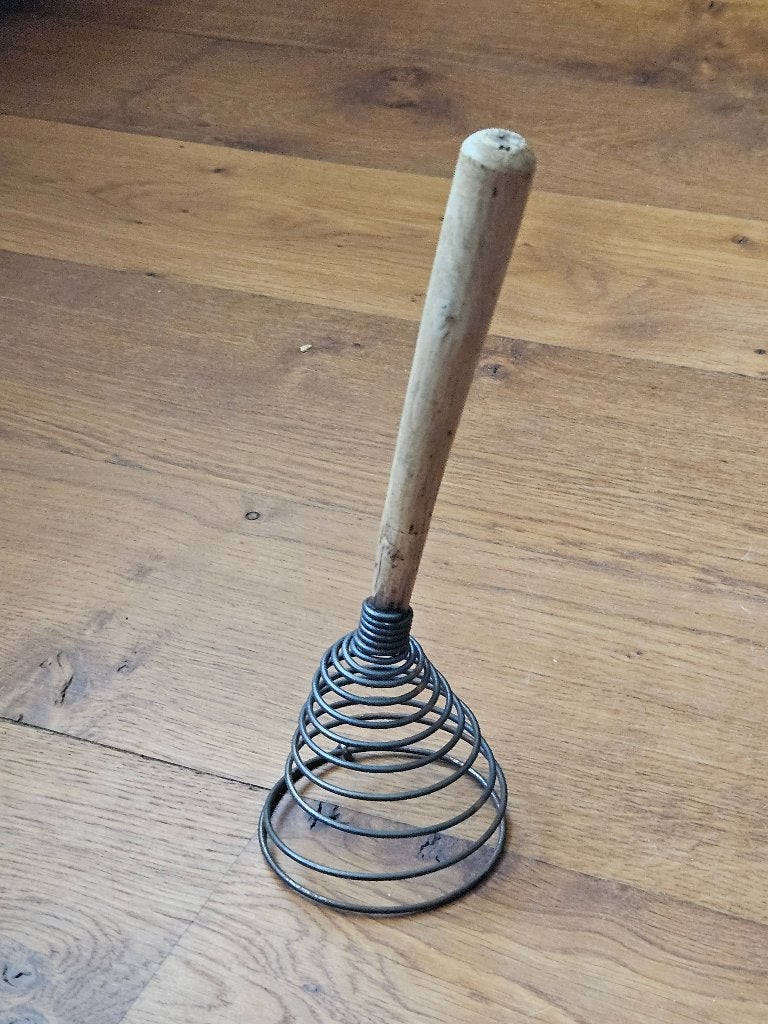 Vintage Franse Garde-ei / Handmixer met Houten Handvat, Ophalen of Verzenden