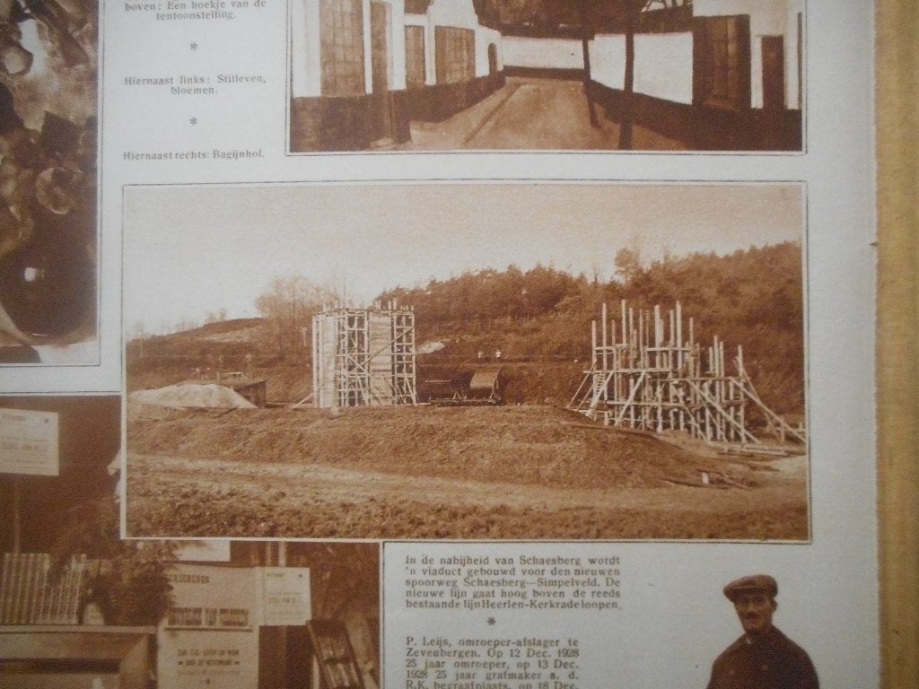 Viaduct. Spoorlijn  Schaesberg - Simpelveld. 1928., Ophalen of Verzenden, Gebruikt, Trein, Kaart of Prent