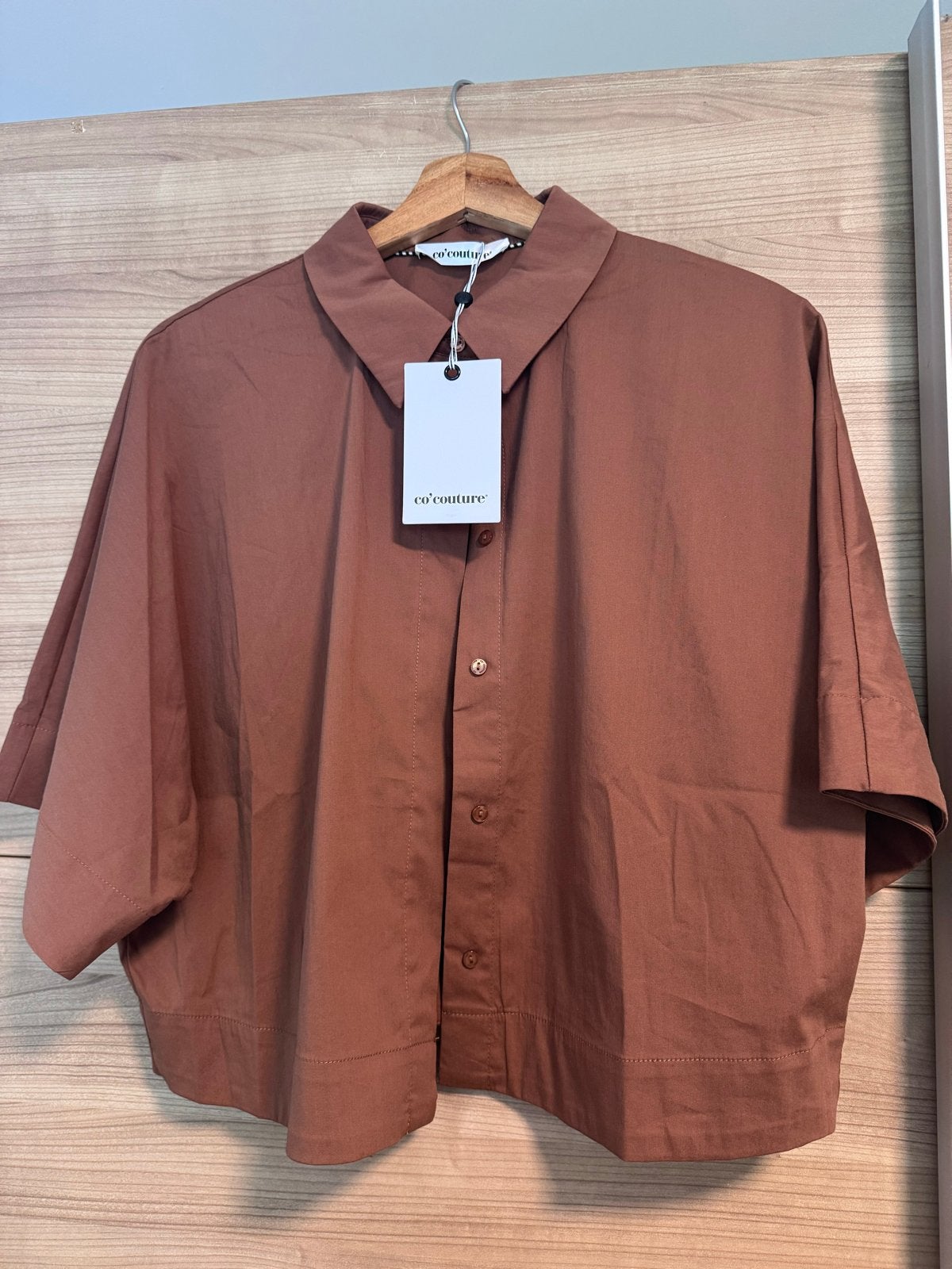 Co'Couture Korte Mouwen Blouse Maat L - Nieuw met prijskaart, Ophalen of Verzenden, Nieuw, Maat 42/44 (L), Bruin