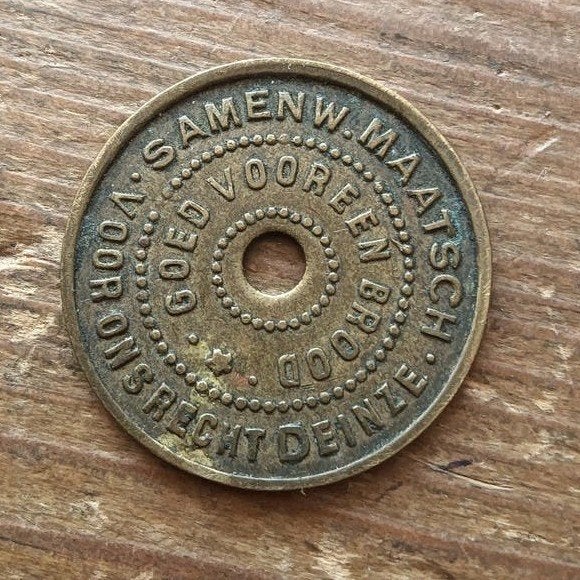 Belgische munt 'Goed voor een brood' Brood penning 1932, Ophalen of Verzenden, Overige materialen, Buitenland