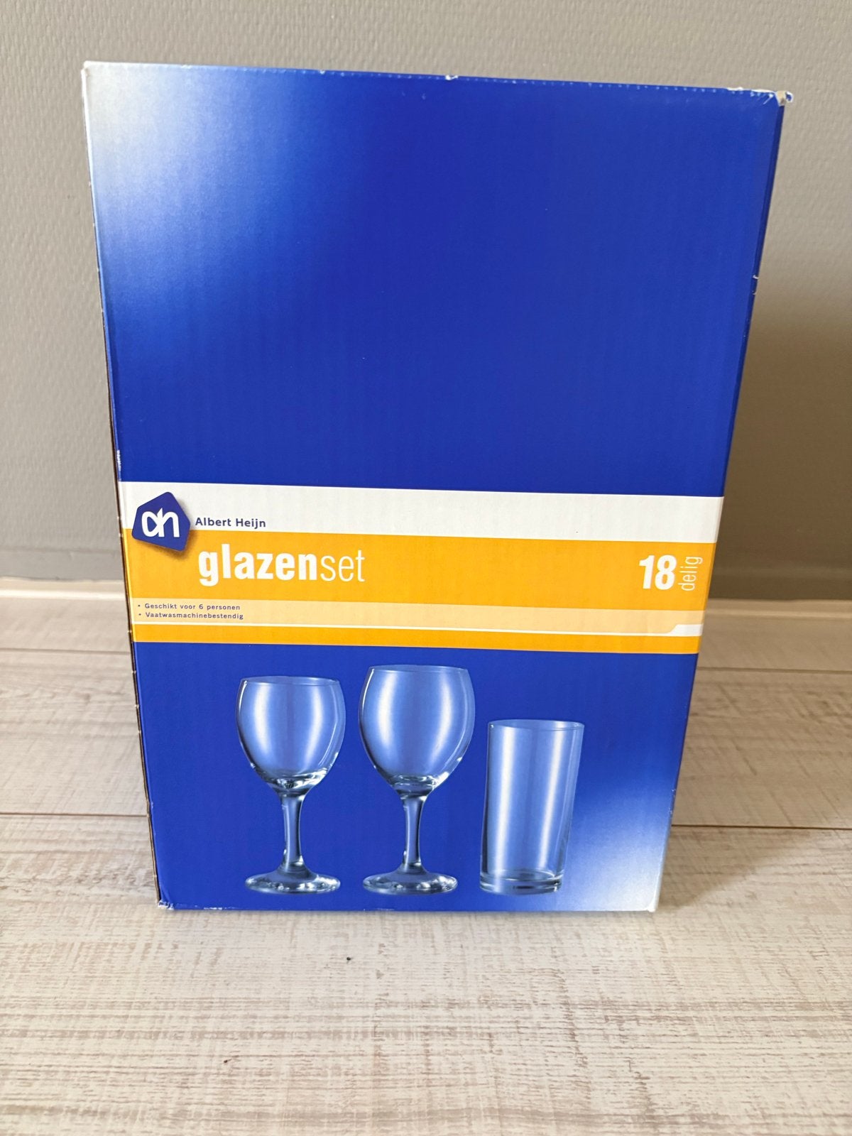 Albert Heijn Glazen set 18-delig - Nieuw in doos, Ophalen, Nieuw, Overige merken, Glas