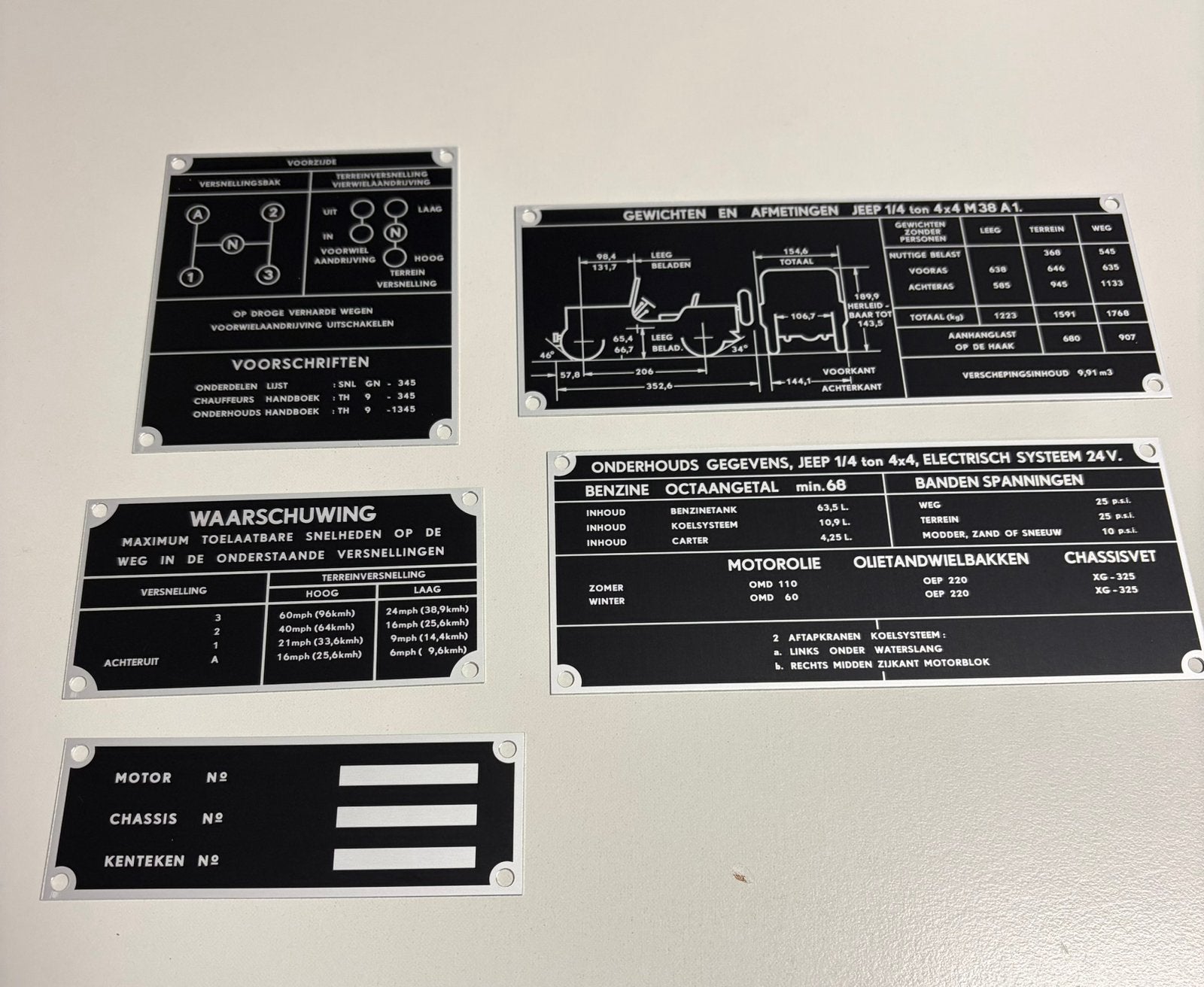 Nekaf data plates, Verzamelen, Ophalen of Verzenden, Landmacht, Nederland, Overige typen