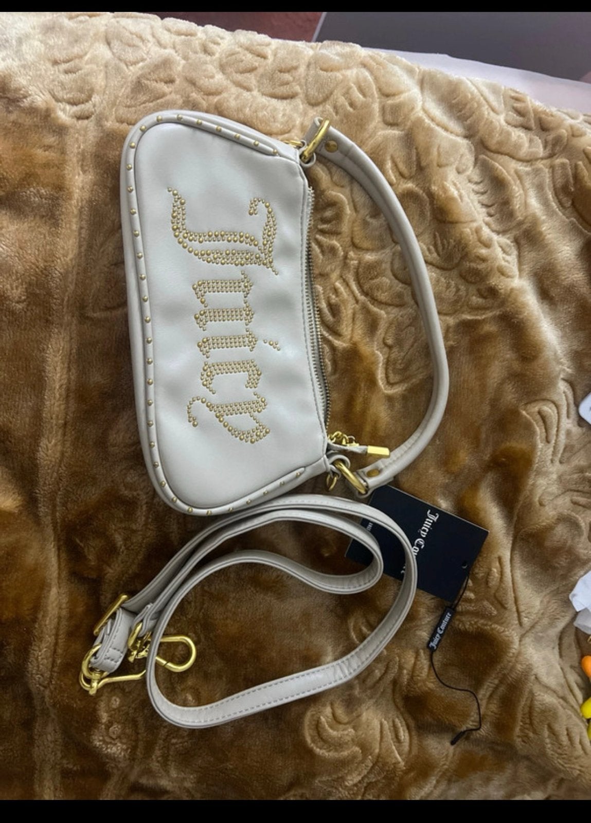 Juicy Couture schoudertasje - Zo goed als nieuw, Ophalen of Verzenden, Zo goed als nieuw, Beige, Schoudertasje