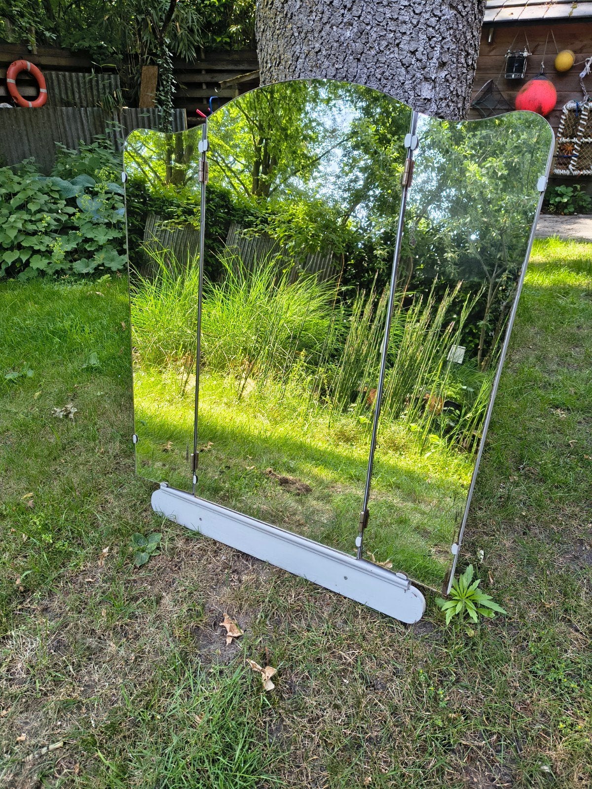 Antieke klapspiegel - drieluik, Antiek en Kunst, Ophalen, Rechthoekig
