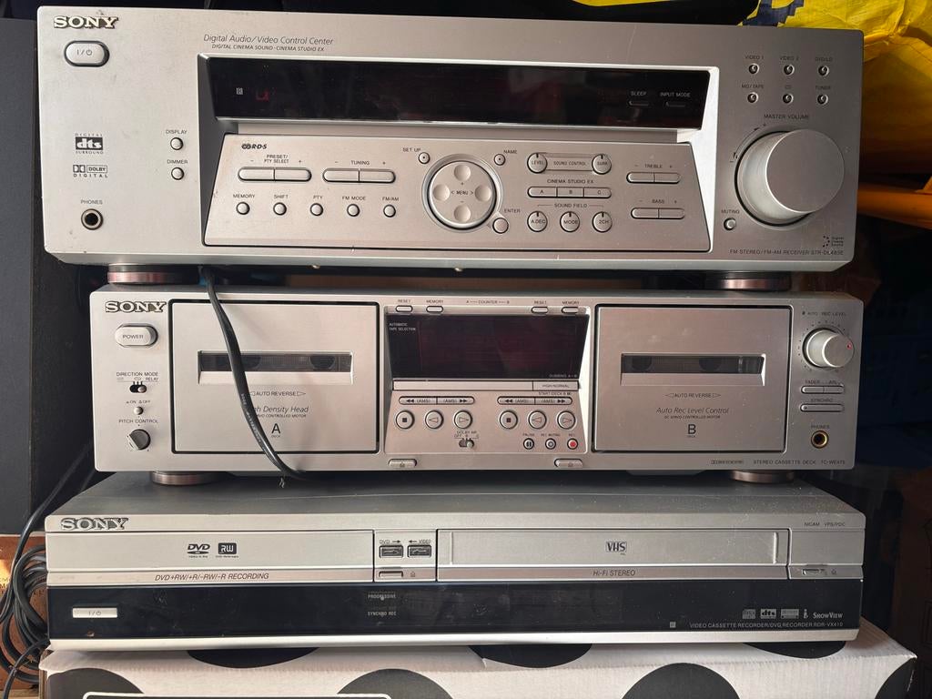 Sony Home Cinema Set: Receiver, Cassettedeck, DVD/VHS Record, Ophalen, Sony, Dvd-speler, Gebruikt