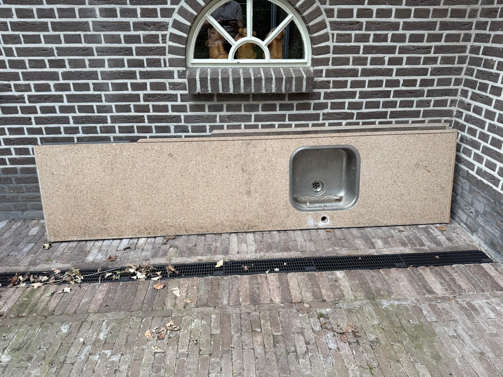 Aanrechtblad met granieten plaat, Huis en Inrichting, Ophalen, Gebruikt, Meerkleurig, 150 tot 200 cm