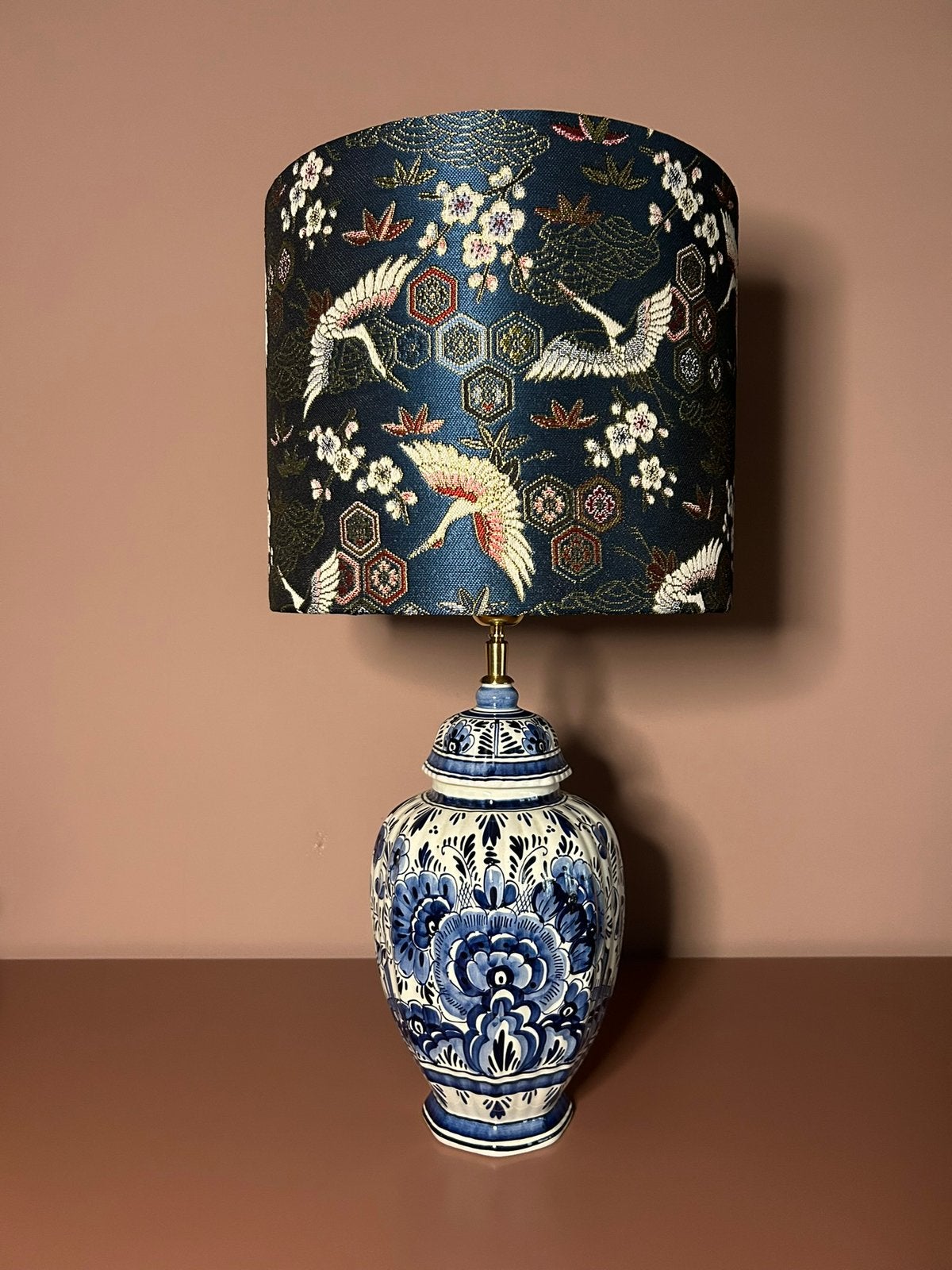 bohemian vintage delfts blauw lamp, Blauw, Vintage, Ophalen of Verzenden, Zo goed als nieuw