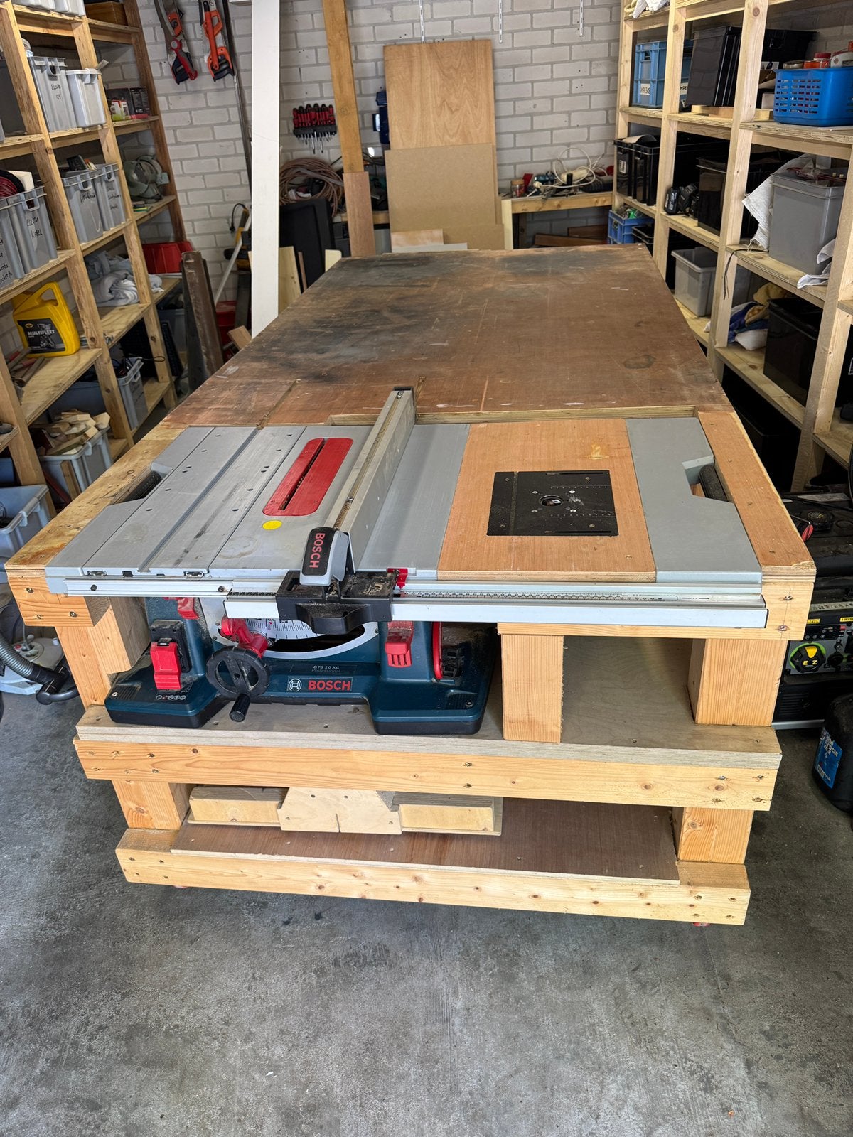 Werkbank/zaagtafel/freestafel 240x120x90 cm, Ophalen, Gebruikt, Cirkelzaag, 30 tot 70 mm