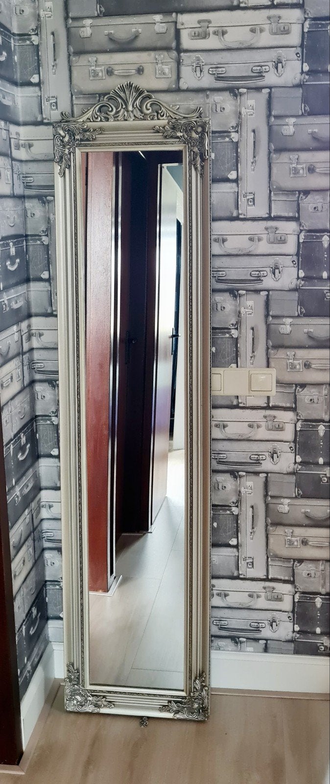 Zilverkleurige Passpiegel met Barok Frame, Ophalen, Gebruikt, 150 tot 200 cm, Rechthoekig