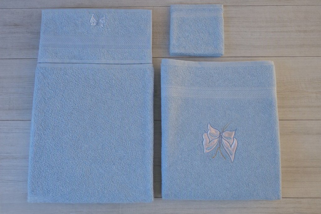 NIEUW:7-delige licht blauw badhanddoekenset- Hahn frottier, Blauw, Overige merken, Handdoek, Nieuw