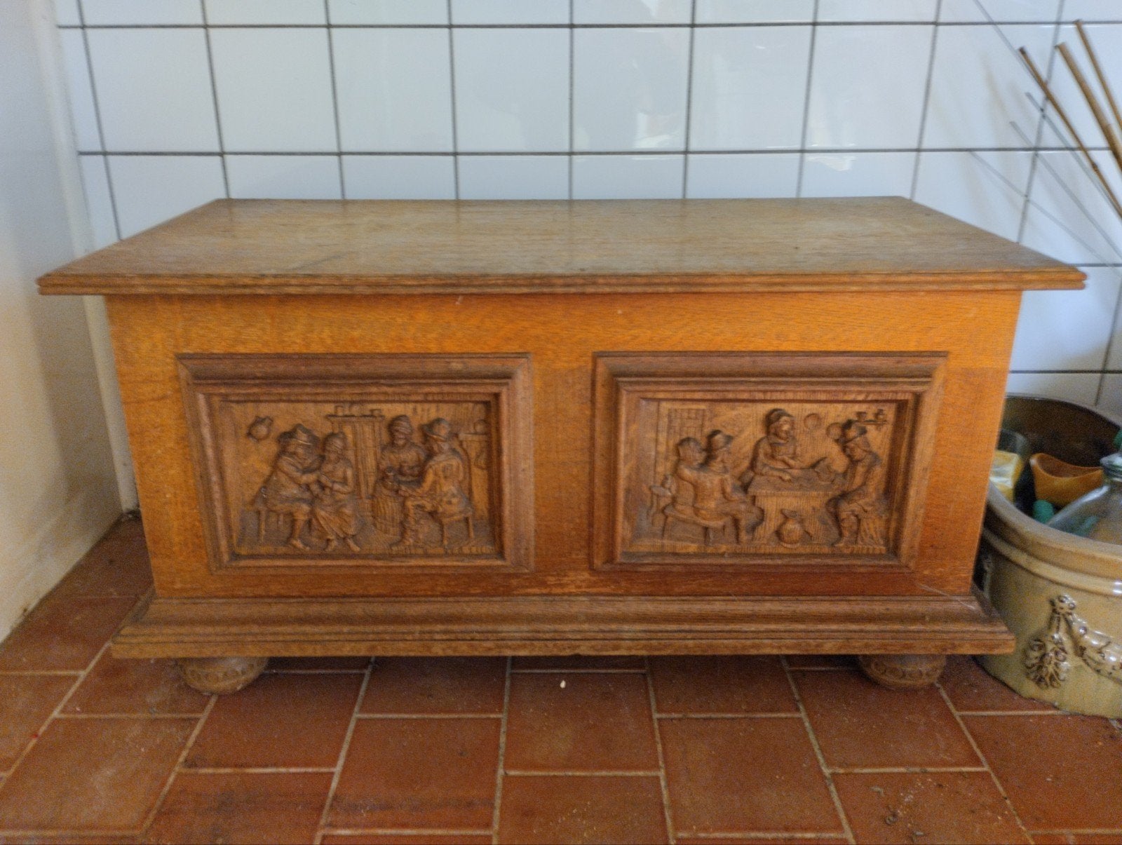 Oude robuuste dekenkist, Ophalen, Gebruikt, 50 tot 100 cm, Minder dan 50 cm