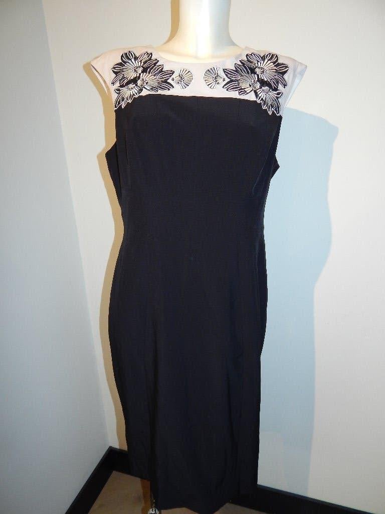 Karen Millen chique jurk bloemen kralen bovenkant mt 44, Kleding | Dames, Jurken, Karen Millen, Verzenden, Zwart, Maat 42/44 (L)