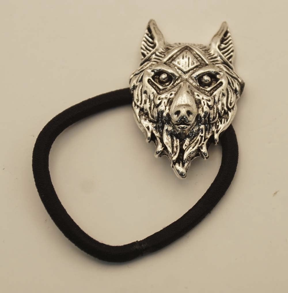 Haarelastiek wolf zilverkleurig, Importeur :  Riemen bretels, Marktplaats@riemen-bretels.nl, Haarspeld, Verzenden