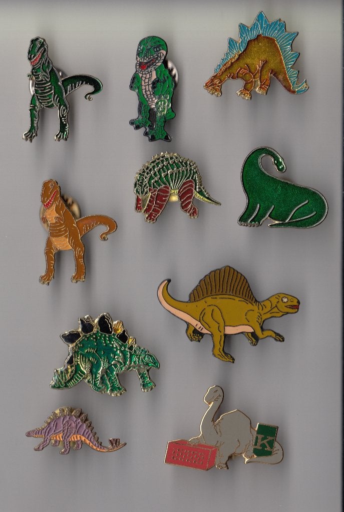 Dino Dinosaurus pins, Gebruikt, Niet vindbaar, Niet vindbaar, Speldje of Pin