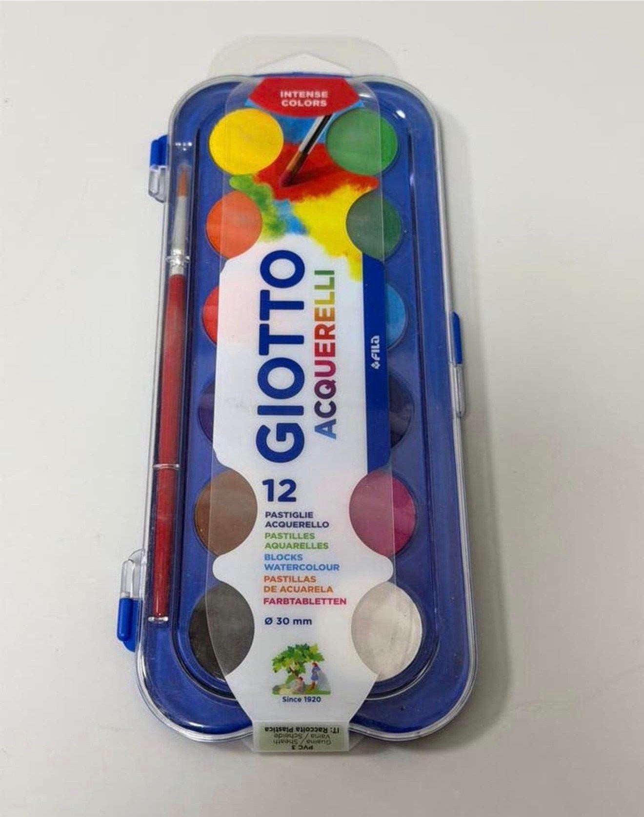Giotto Acquerelli Waterverf Set 12 Kleuren + Penseel Nieuw, Waterverf, P, P, P