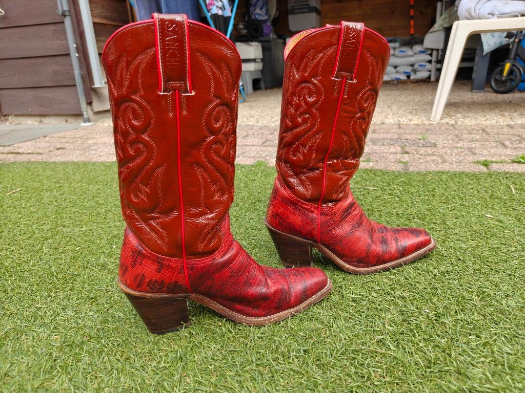 country laars rood leer maat 39, Kleding | Dames, Schoenen, Ophalen, Hoge laarzen, Zo goed als nieuw, Sancho