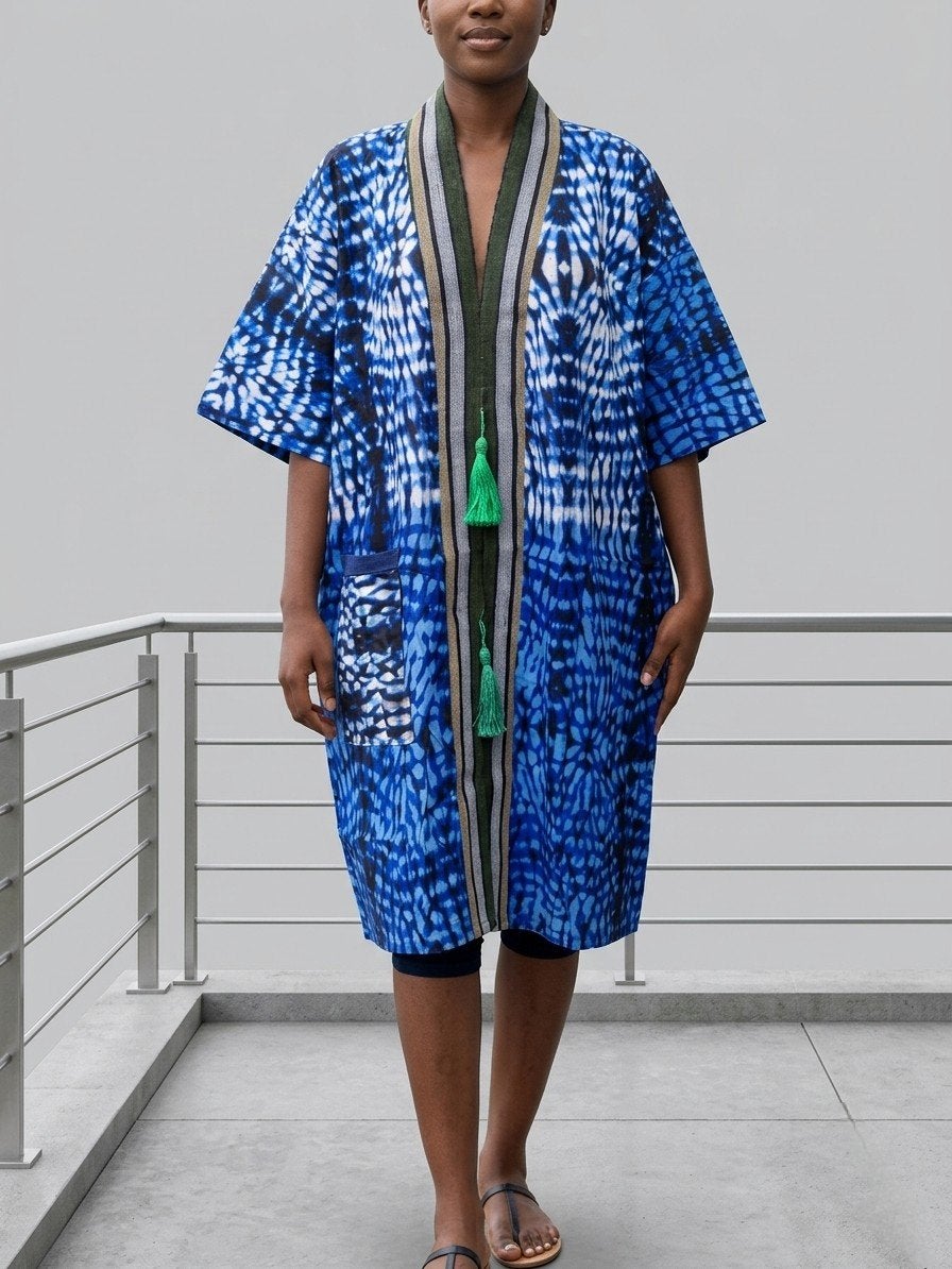 Afrikaanse jurk, Ophalen of Verzenden, Zo goed als nieuw, Maat 46/48 (XL) of groter, Blauw