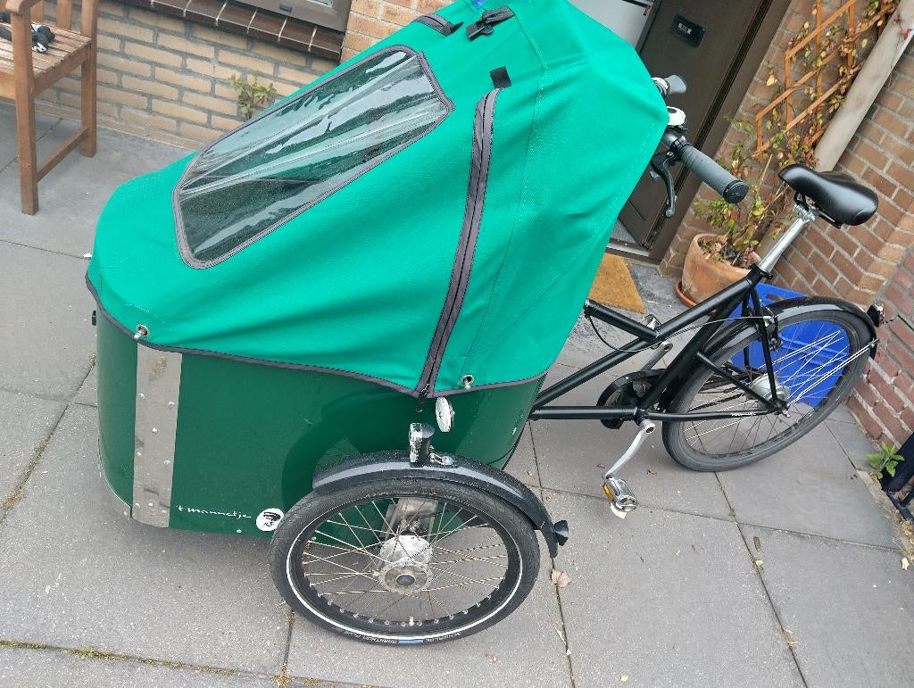 Bakfiets Nihola, Gebruikt, Huif, 2 kinderen, Schijfrem
