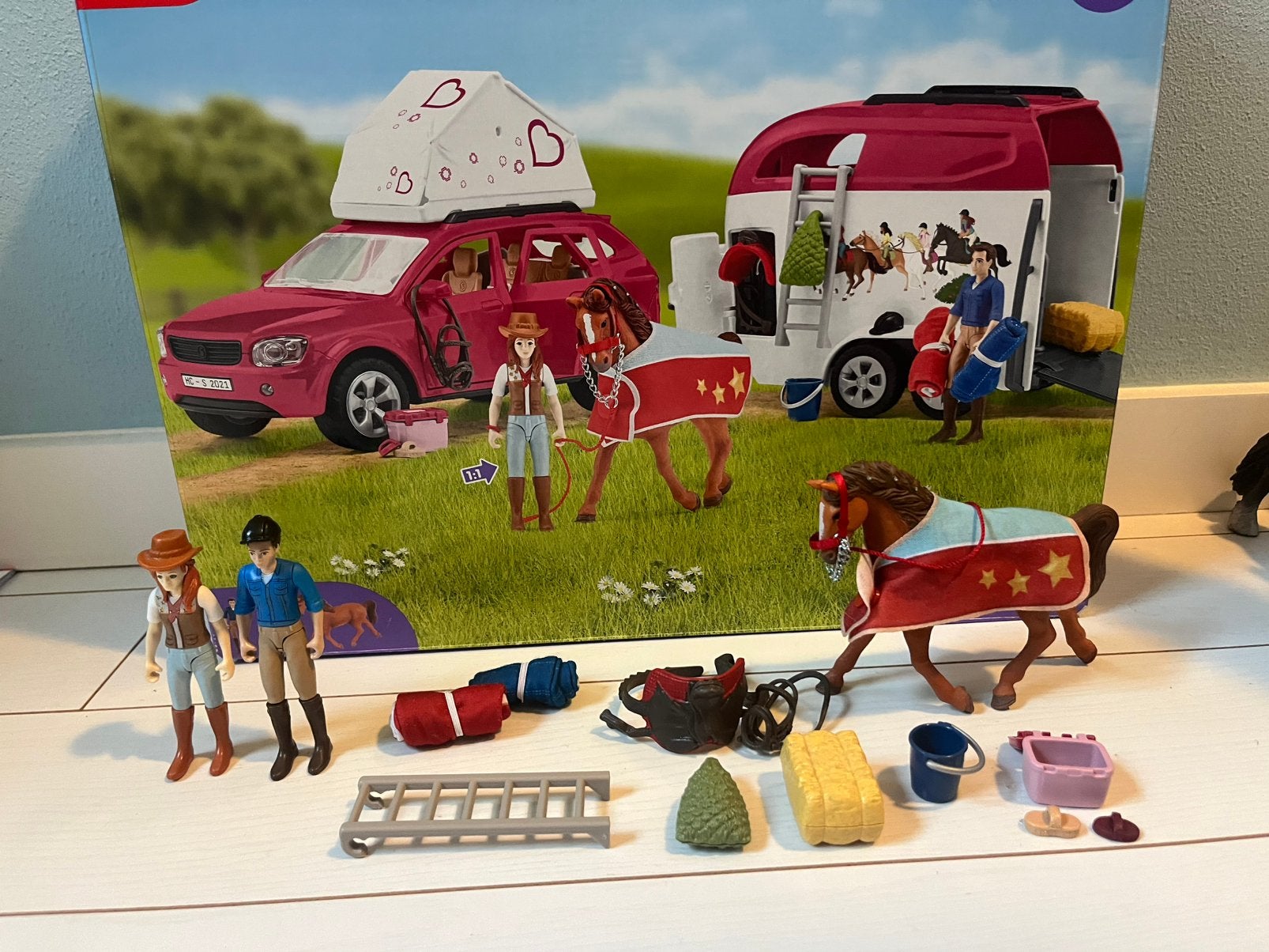 Schleich set 42535 (auto en trailer), Ophalen of Verzenden, Zo goed als nieuw
