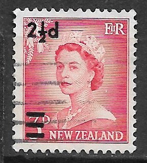 New Zealand 1961 Overdruk nwe waarde 2,5d op koningin Elizab, Ophalen of Verzenden, Gestempeld