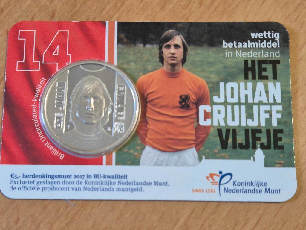 Nederland 5 € Coincard "Johan Cruijff" 2017 in BU-Kwaliteit., Postzegels en Munten, Munten | Nederland, Ophalen of Verzenden, Koningin Beatrix