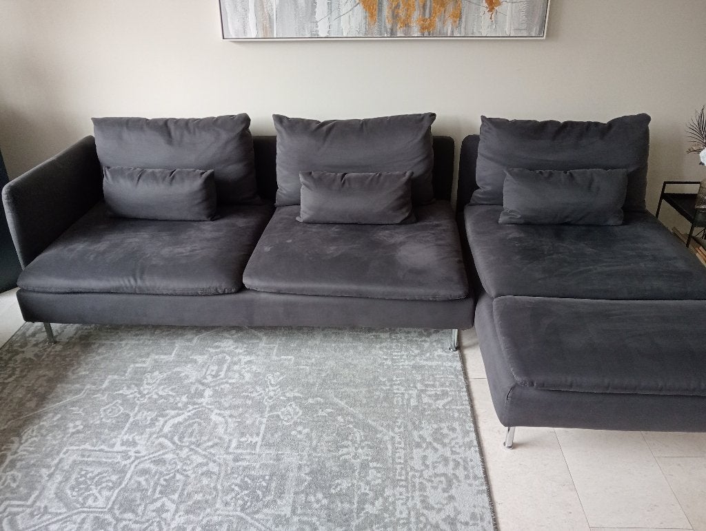 IKEA Soderhamn bank en 2 chaise longues donkergrijs, Huis en Inrichting, Ophalen, Zo goed als nieuw, Stof, Comfortabel en stoere uitstraling