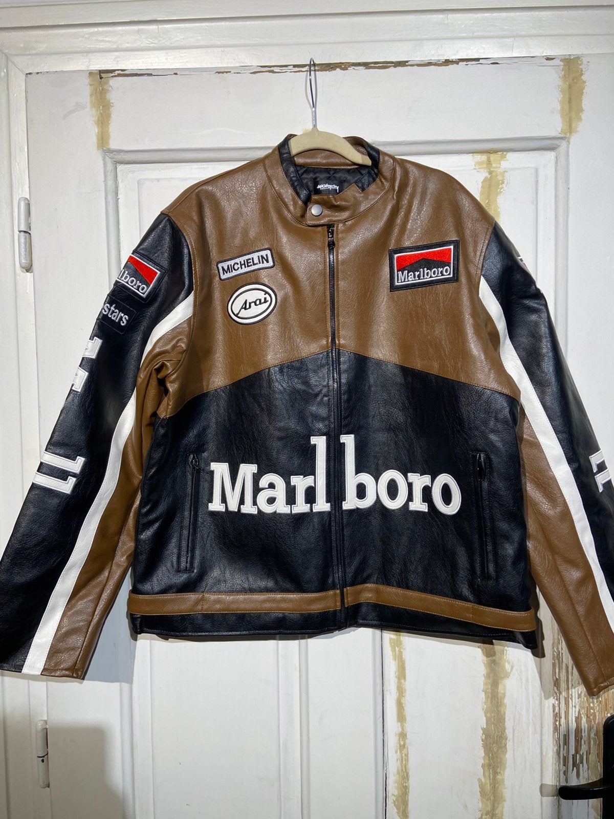 Marlboro Racing-jas (maat XL) Lederlook brown, Ophalen of Verzenden, Zo goed als nieuw, Maat 56/58 (XL), Bruin