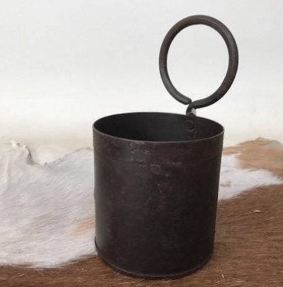 Een metalen wat moet ik ermee potje ? leuk voor de sier, Huis en Inrichting, Ophalen, Bruin, Metaal, Brocante
