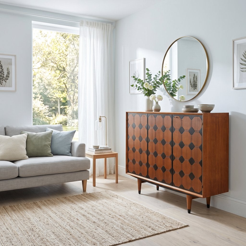 Stijlvol Scandinavisch vintage sideboard in mahonie, Gebruikt, 100 tot 150 cm, Mid-century - Scandinavisch - Vintage, 25 tot 50 cm