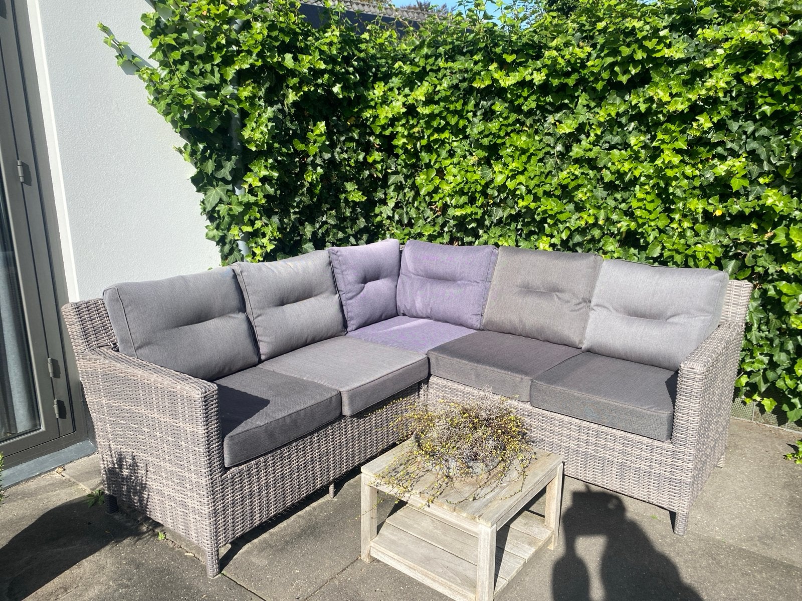Tuin hoekbank 2.05 x 2.05 met kussens, Tuin en Terras, Ophalen, 4 zitplaatsen, Gebruikt, Loungeset