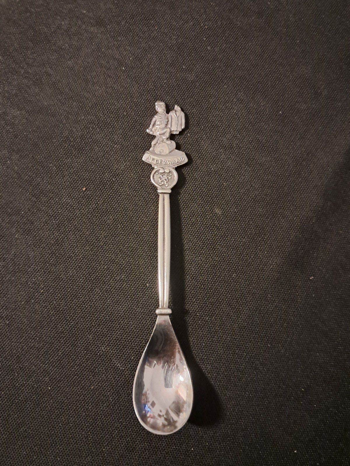 Zilveren/verzilverd lepeltje 'AFGEZWAAID' militair, Ophalen of Verzenden