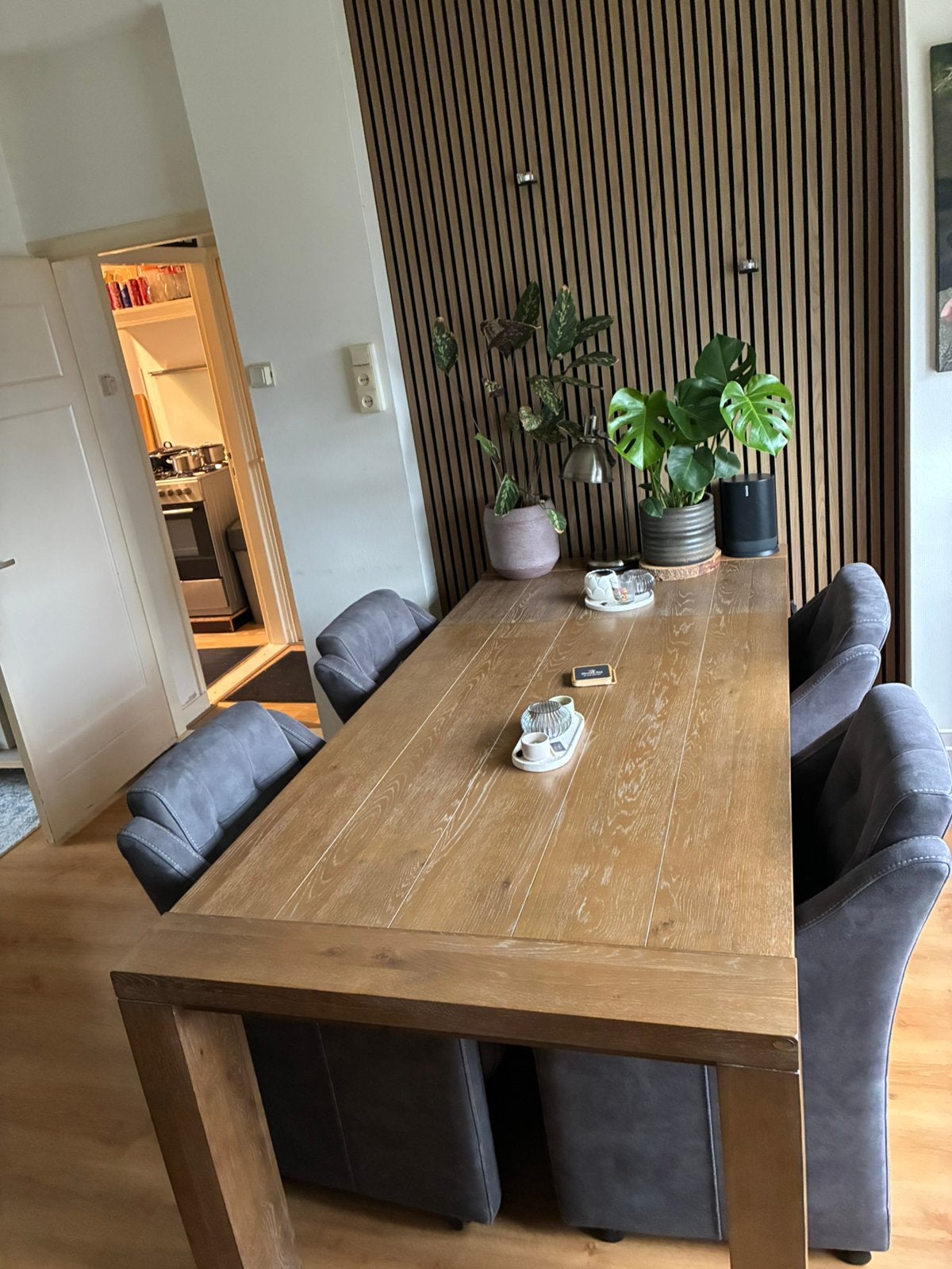 Eettafel Hender en Hazel met extra inlegblad, Huis en Inrichting, Ophalen, Gebruikt, 200 cm of meer, 50 tot 100 cm