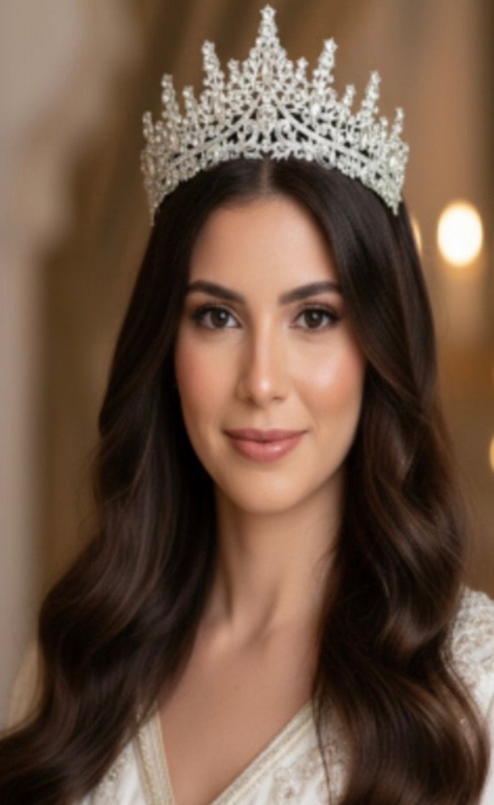 Zilveren Tiara / Kroon met Kristallen, Ophalen of Verzenden, Zilver, Ring