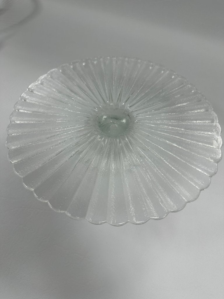 glazen vintage taart plateau op voet ., Ophalen, Schaal, Rond, Glas