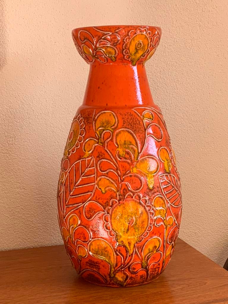 Vintage retro W. Germany Bay vaas, Overige kleuren, Ophalen of Verzenden, Minder dan 50 cm, Glas