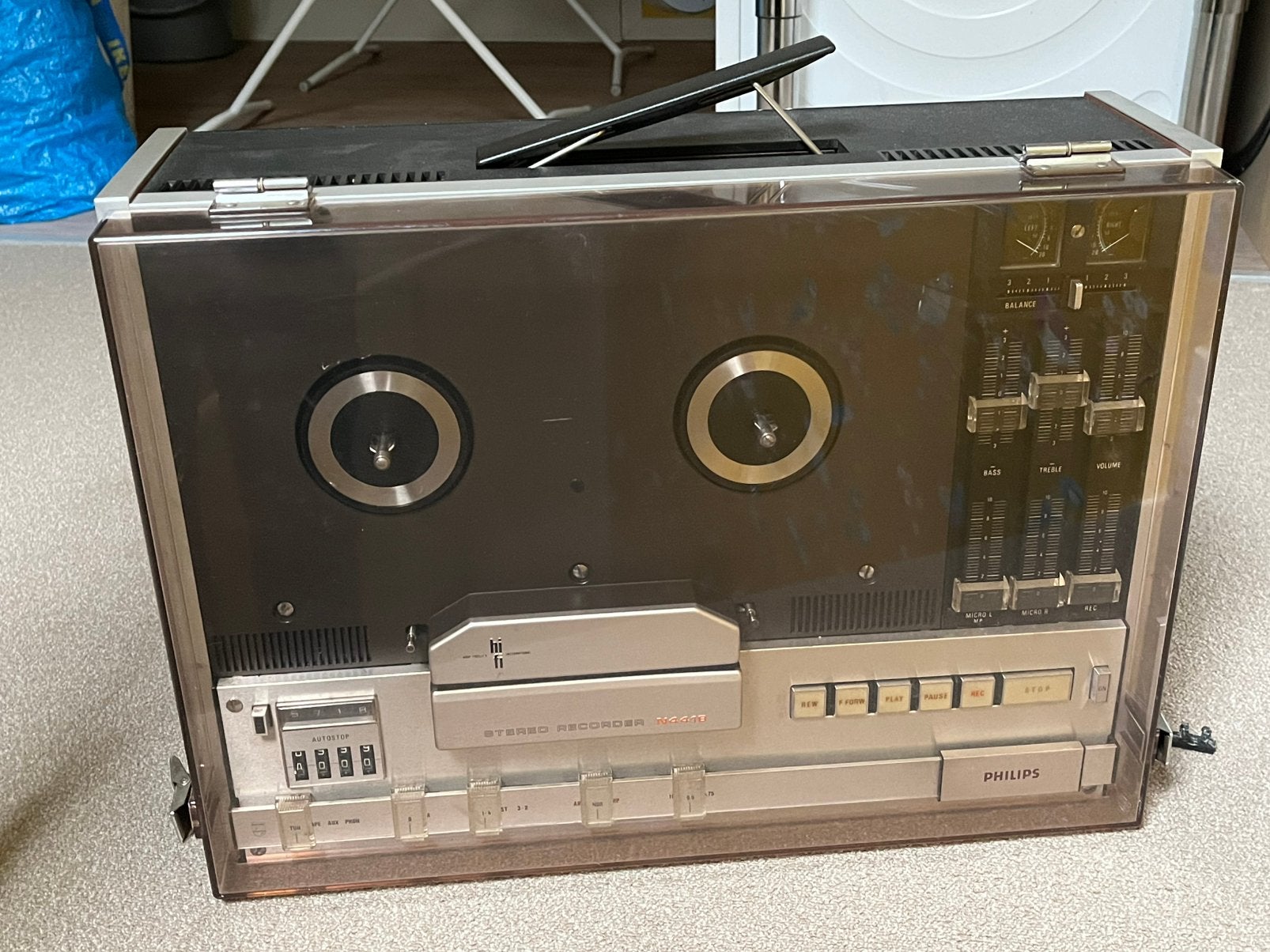 Philips bandrecorder N4418, Ophalen, Bandrecorder, Met stofkap