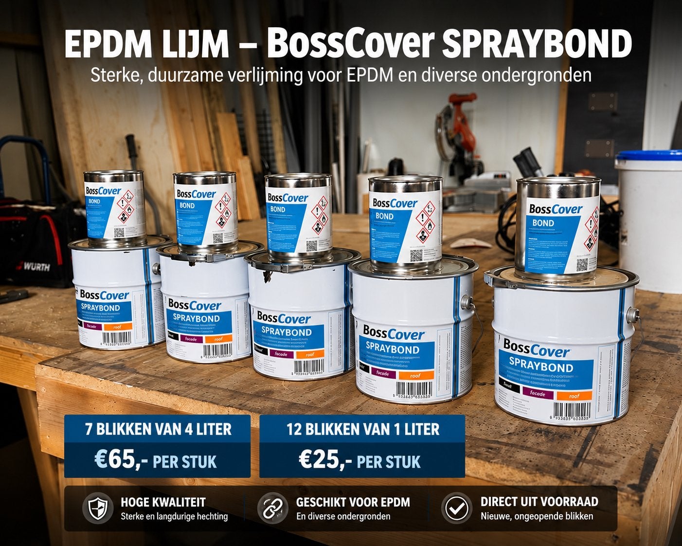 BossCover contactlijm EPDM lijm, 48 liter, Ophalen, Nieuw