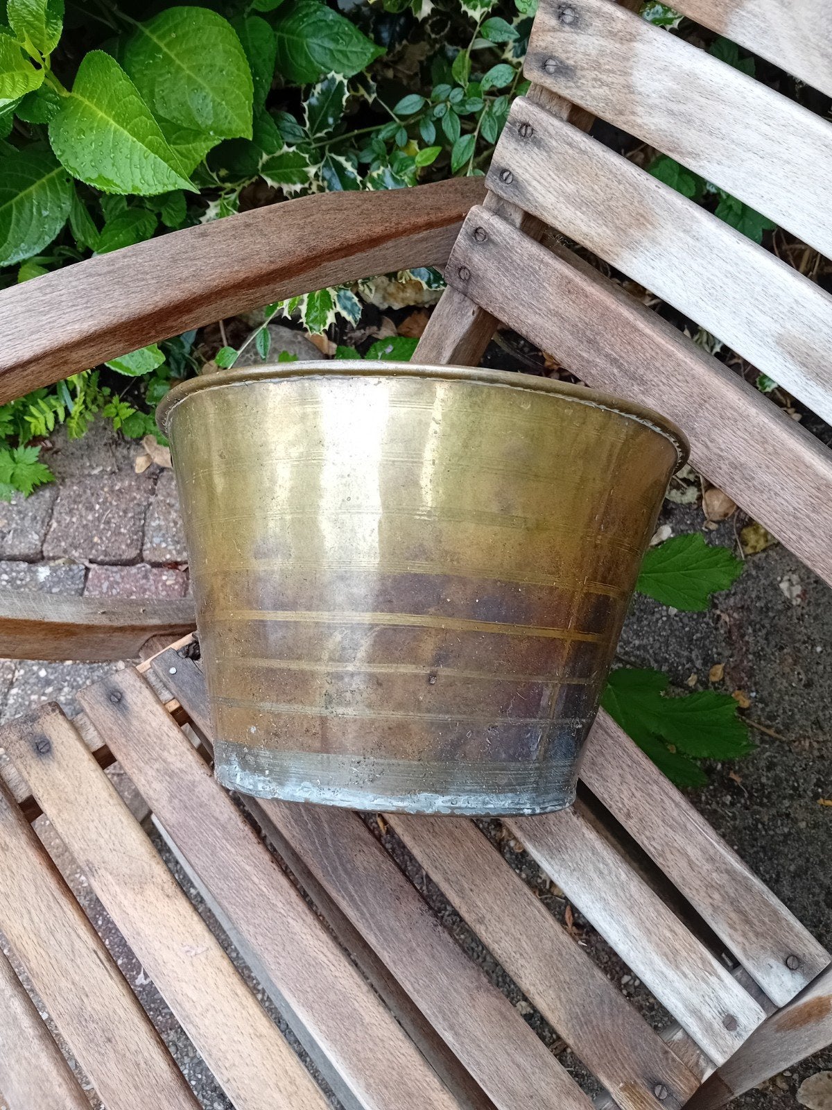 Antieke Messing Bloempot / Plantenbak, Ophalen of Verzenden