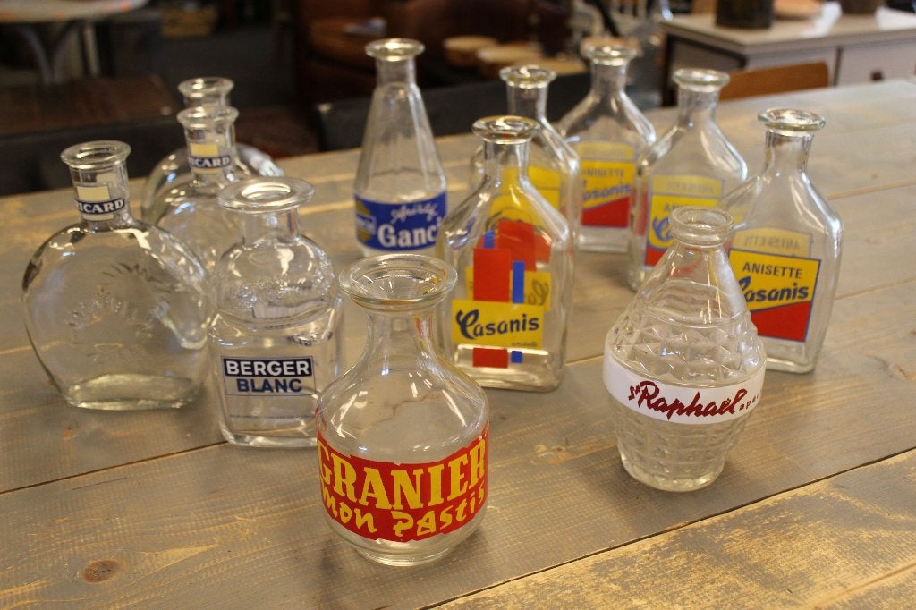 Brocante - Serie oude Franse Pastis-karaffen!, Ophalen of Verzenden, Gebruikt, Gebruiksvoorwerp