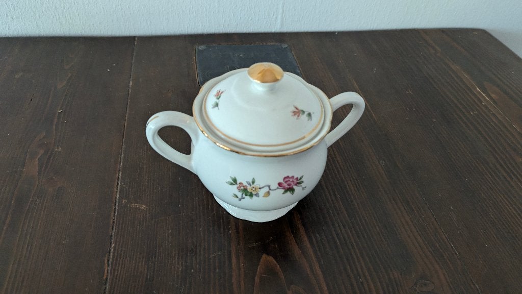 Vintage suikerpot van wit porselein, Ophalen, Gebruikt, Overige merken, Overige typen