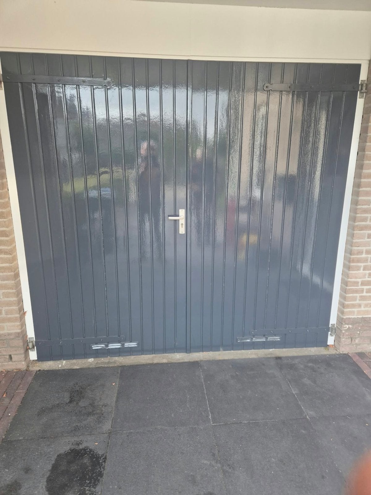 Openslaande Meranti deuren 2310x2115mm met hang- en sluitwer, Doe-het-zelf en Verbouw, Ophalen, Gebruikt, Garagedeur, Hout