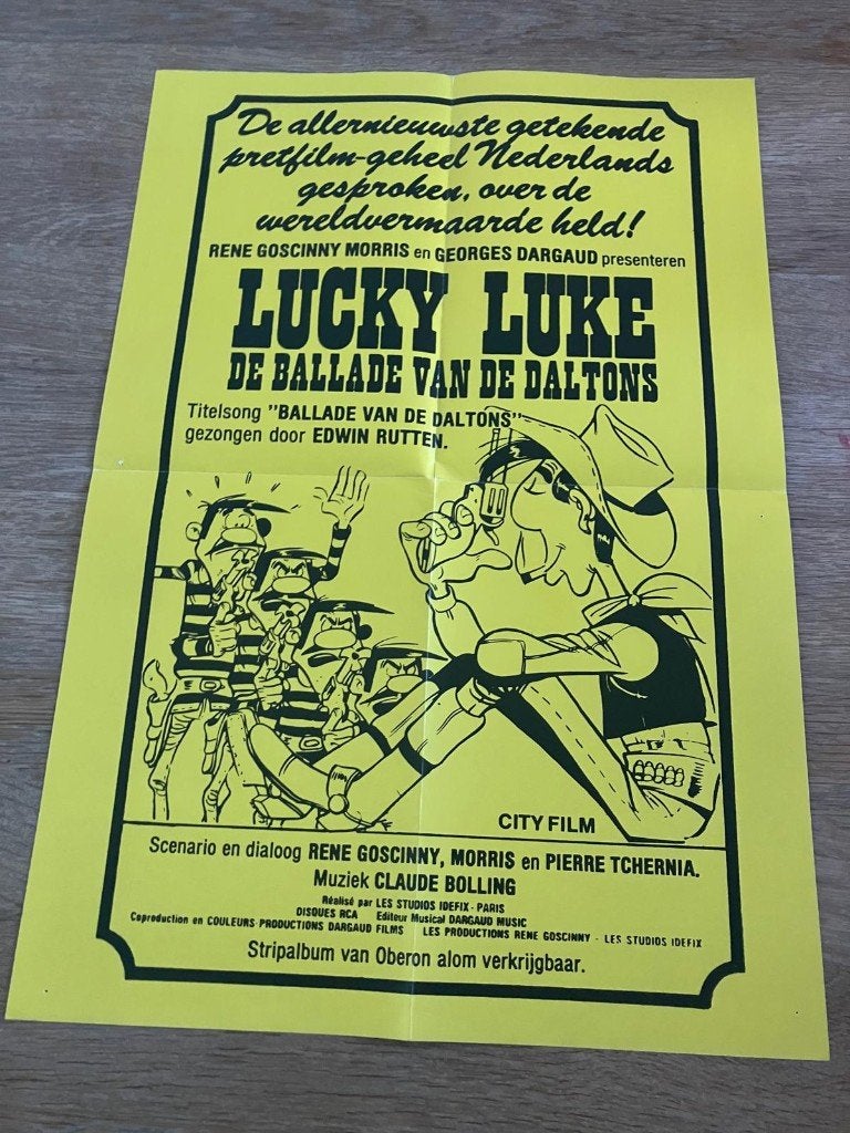 Lucky luke orginele poster ballabde van de Daltons, Verzamelen, Film en Tv, Ophalen of Verzenden, Zo goed als nieuw, Film, Poster