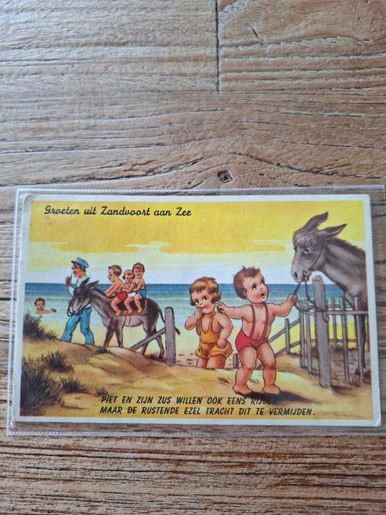 Oude Ansichtkaart Zandvoort aan Zee Ezeltje Rijden, Ophalen of Verzenden, 1940 tot 1960, Gelopen, Noord-Holland