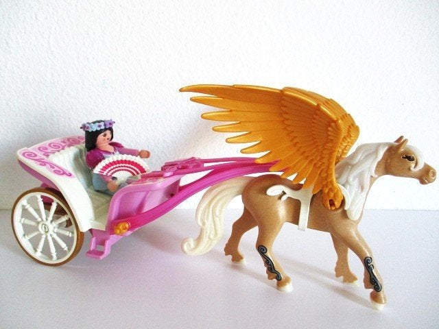 playmobil Pegasus paard met koets en prinses 5143 met doos, Kinderen en Baby's, Speelgoed | Playmobil, Complete set, Voertuig